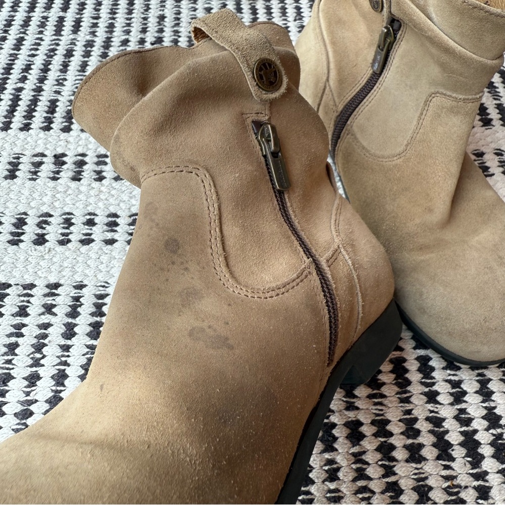 Birkenstock Sarnia Suede Ankle Boots Taupe Slouch Zip | Size 37 US 6/6.5 - Picture 12 of 12